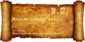 Mavrak Dionízia névjegykártya